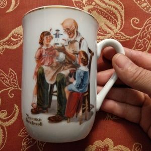 SALE! 3! mugs + 1 Plate Vintage 1982 Norman Rockwell Museum Mug "The Toymaker "